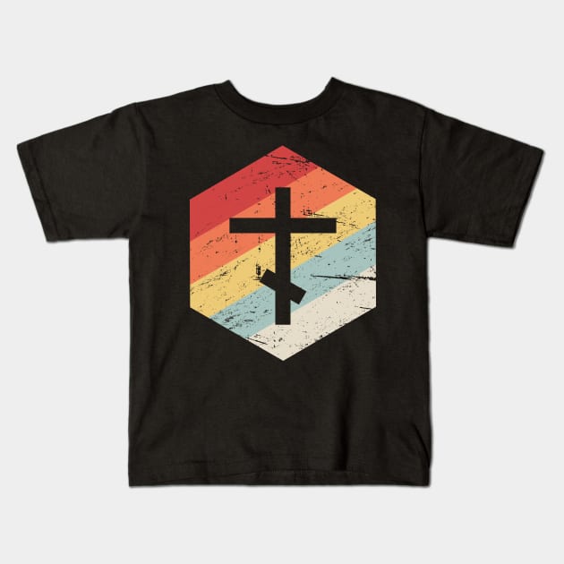 Orthodox Church Cross | Retro Christian Icon Kids T-Shirt by MeatMan